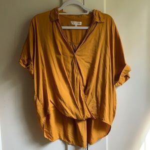 Lou & Grey for LOFT Collared Wrap Shirt, Mustard